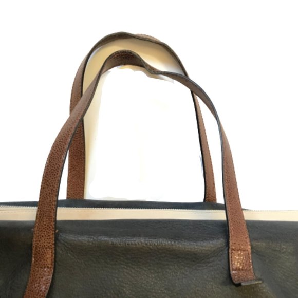 Brunello Cucinelli Tote Shoulder Bag Purse Womens Brown Gray Cream Italy 2 Tone - Picture 3 of 12